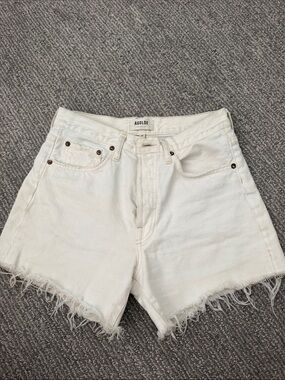 Agolde White Frayed Hem Denim Shorts